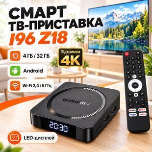 Смарт-ТВ-приставка I96 Z18 Android TV/Приставка для TV 4/32 ГБ, Wi-Fi 2.4/5 ГГц, 4K I96Z18 фото