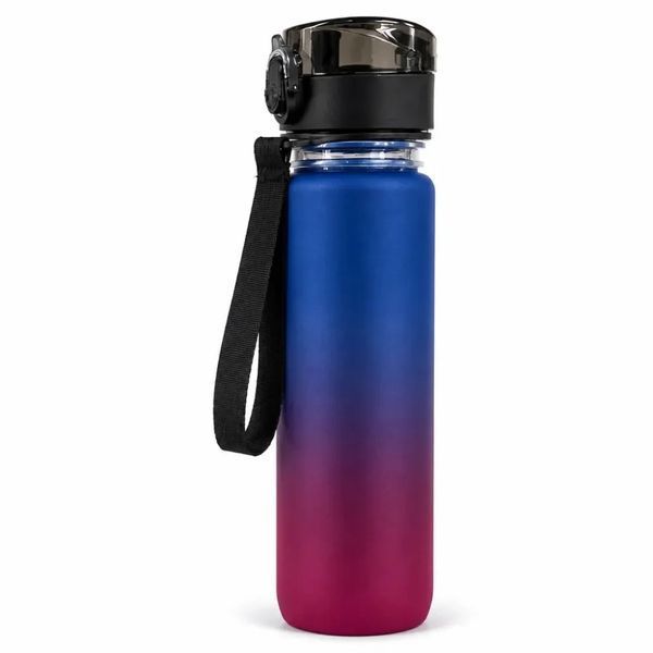 Спортивна пляшка для води Spirit 1000 мл 26X-331 &bull; Багаторазова пляшка з герметичною кришкою, ремінцем, шкалою об&rsquo;єму та часу 26X331 фото